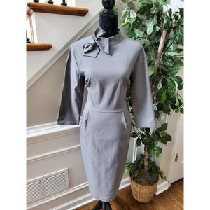 Muxxn Women's Gray Polyester Mock Neck Long Sleeve Length Dress Size X-Large